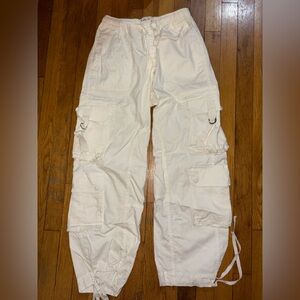 Abercrombie cream High Rise Baggy Cargo Pant